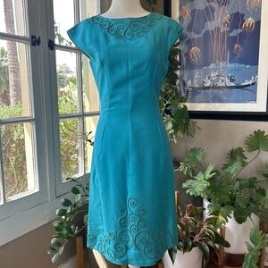 Vintage Cap Sleeve Soutache Embroidered Wiggle Dress